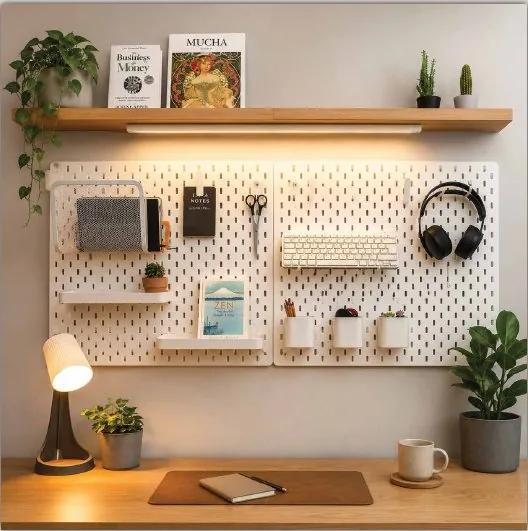Shelf and desk lighting setup